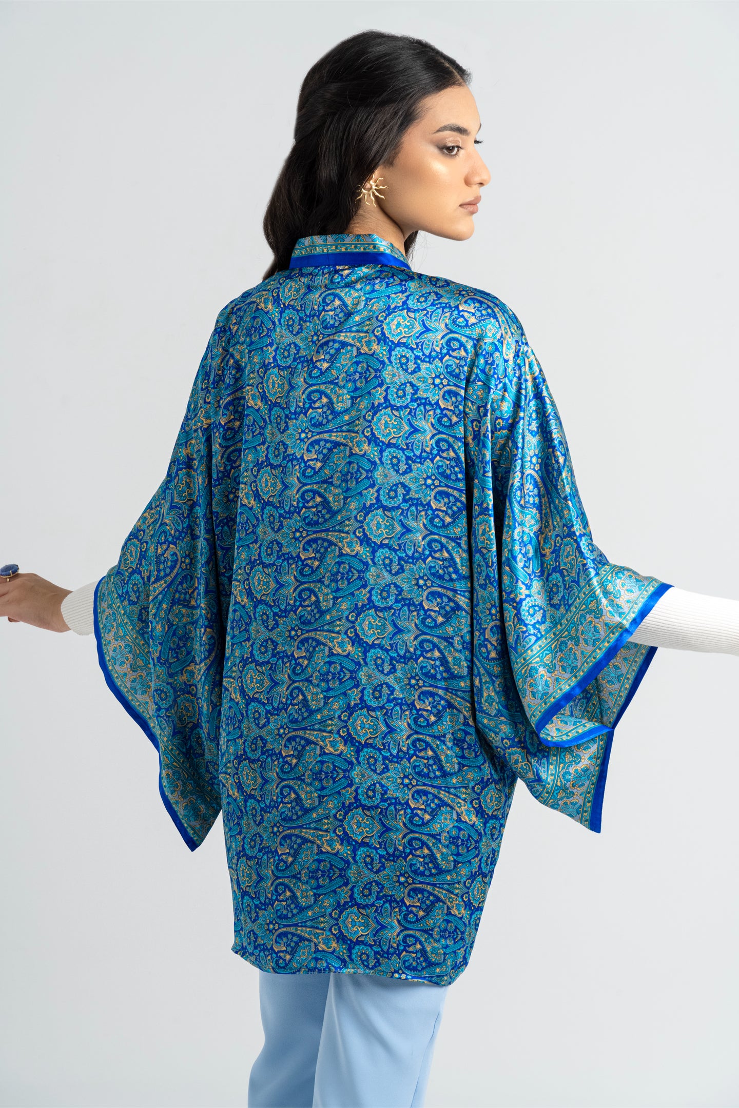 Samarkand - Short Silky Blue Kimono